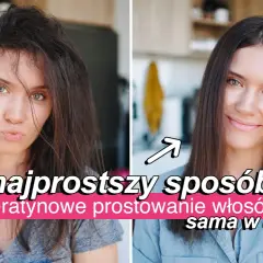 Przed i po: nieokiełznane włosy stają się gładkie dzięki keratynowemu prostowaniu w domu.