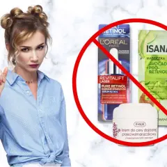 Kobieta z zakazem na kosmetyki z retinolem. L'Oréal i Isana z pro-retinolem, Ziaja z retinolem.