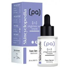 Serum z kwasem poliglutaminowym Skincyclopedia dla nawilżonej, miękkiej i promiennej skóry.