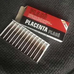 Pudełko z ampułkami Placo-Placenta, płynem do włosów z pantenolem.