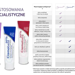 Seria Cremobaza: kremy 10%, 30%, 50% do różnych potrzeb skóry, od nawilżania po złuszczanie.