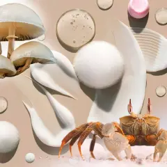 Krab na piasku, grzyby i kosmetyki. Składniki jak chityna mogą być inspiracją dla nowych formuł.