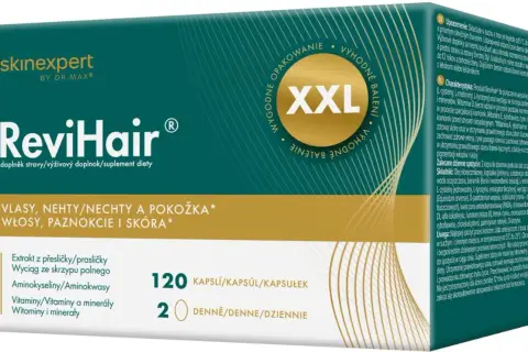 ReviHair XXL - suplement diety na włosy, paznokcie i skórę. Opakowanie 120 kapsułek.
