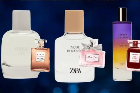 Perfumy ZARA Red Temptation to odpowiednik dla miłośniczek słodkich, owocowych zapachów. Na zdjęciu m.in. Miss Dior, Chanel Coco Mademoiselle.