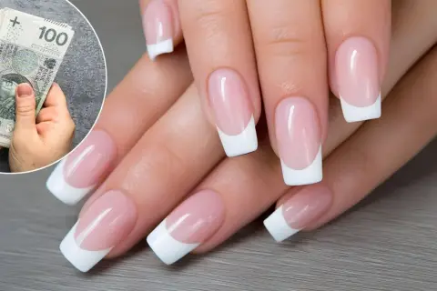 Dłonie z perfekcyjnym french manicure i stos banknotów 100 zł. Ile zarabia stylistka paznokci?