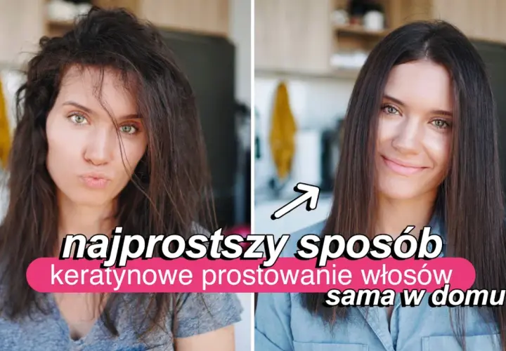 Przed i po: nieokiełznane włosy stają się gładkie dzięki keratynowemu prostowaniu w domu.