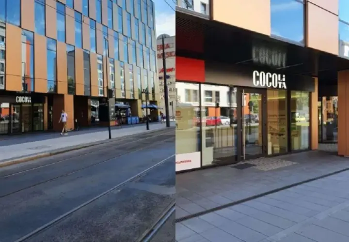 Nowoczesny budynek z witryną sklepu COCOLITA. Warto sprawdzić cocolita opinie przed zakupami.