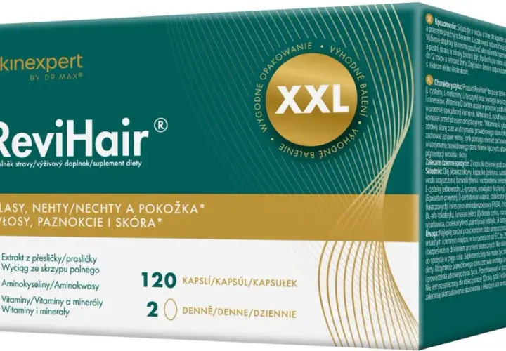 ReviHair XXL - suplement diety na włosy, paznokcie i skórę. Opakowanie 120 kapsułek.