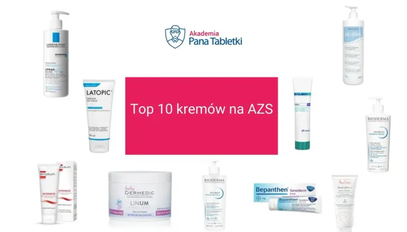 Bioderma Atoderm Intensive Baume to jeden z topowych kremów na AZS. Na zdjęciu widać go obok innych dermokosmetyków.