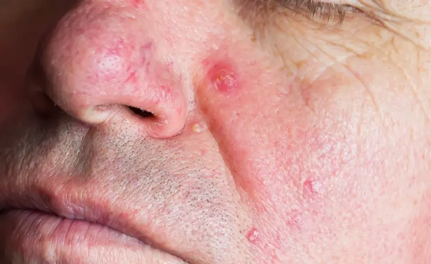 Krosty na twarzy - jak odróżnić trądzik, rosacea i podrażnienie