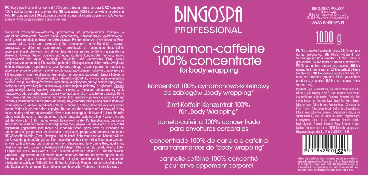 Koncentrat cynamonowo-kofeinowy BingoSpa do body wrappingu. Opinie wskazują na silne działanie.