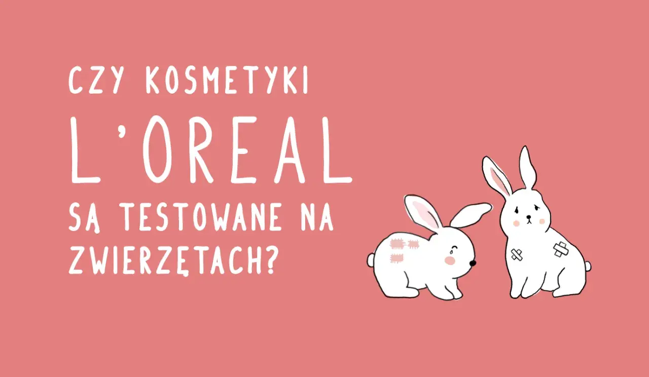 Czy kosmetyki L'oreal są testowane na zwierzętach? Dwa smutne króliki z plastrami na futerku.